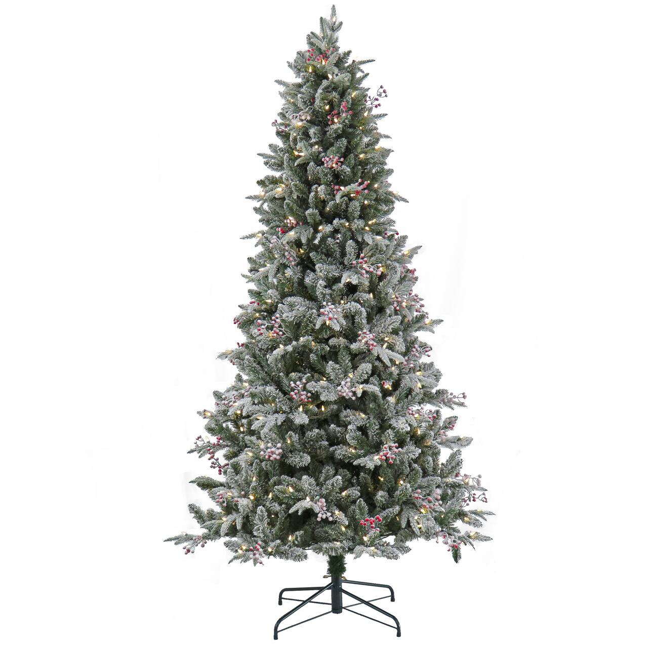 7.5 ft. Pre-Lit Feel Real® Snowy Poechmann Fir Artificial Cristmas Tree, Warm White LED Lights